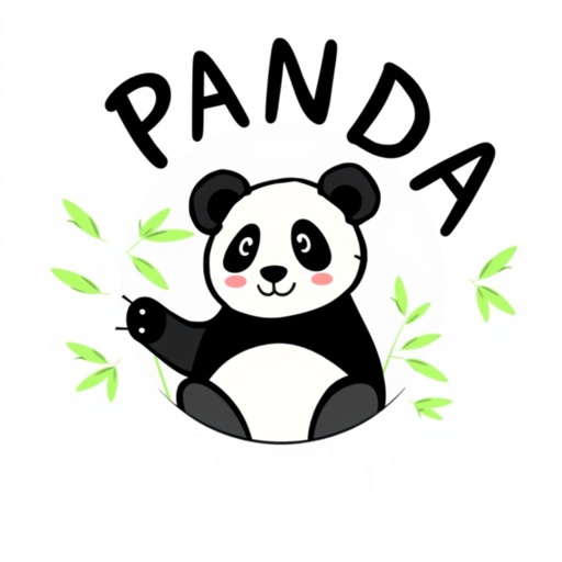 A vibrant logo featuring "PANDA CREW" in a playful, handwritten font. The emblem exudes a whimsical charm with quirky hand-drawn elements. Soft black and white tones depict a cheerful panda, surrounded by lush bamboo. A circular design frames the text, creating a harmonious, centralized composition, radiating creativity and joy.