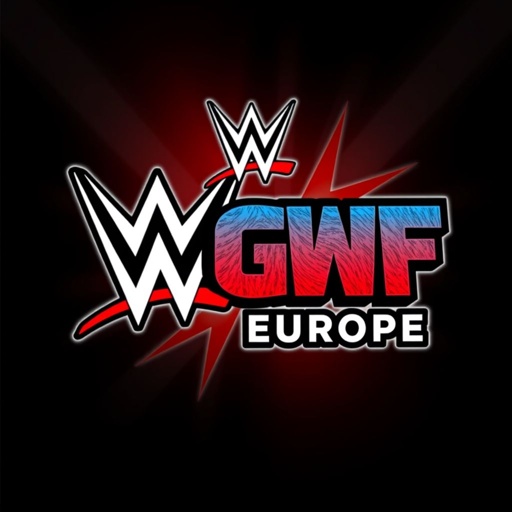 WWE logo, GWF Europe logo, intertwined, dynamic clash of bold typography, contrasting colors, vibrant reds and blues, textured backgrounds, modern design elements, sharp edges, shadows adding depth, energy radiating, iconic wrestling imagery, electric atmosphere, spotlight effect, enthusiasm, athleticism, representing strength and competition, captivating visual energy, bold statements, powerful presence.